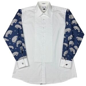 Aetna Shirt Mens 16-34 Poplin Manatee Novelty Tuxedo Shirt USAF Cufflinks USA